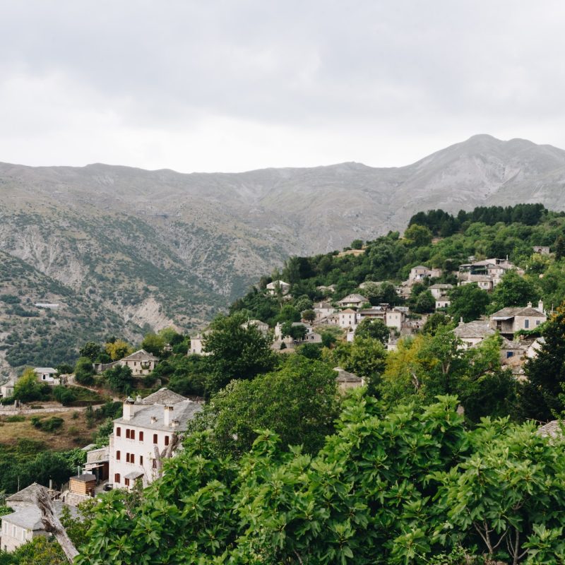Greek mountain village, Kalarrytes, on Tzoumerka mountains, Epirus, Greece